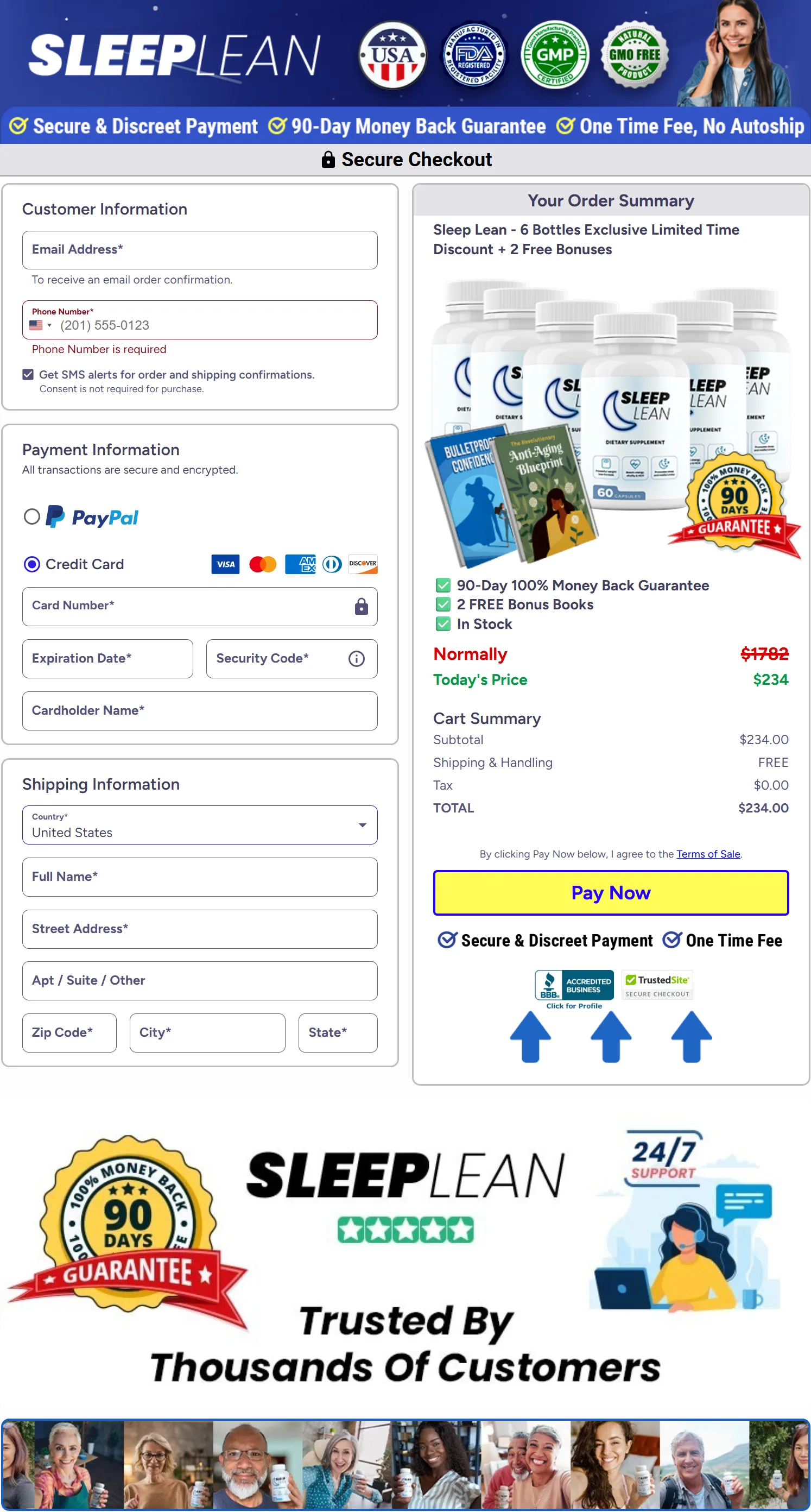 Sleep Lean checkout page